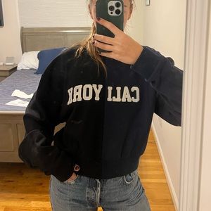 Cynthia Rowley split CALI/NY blue and black crewneck M/L